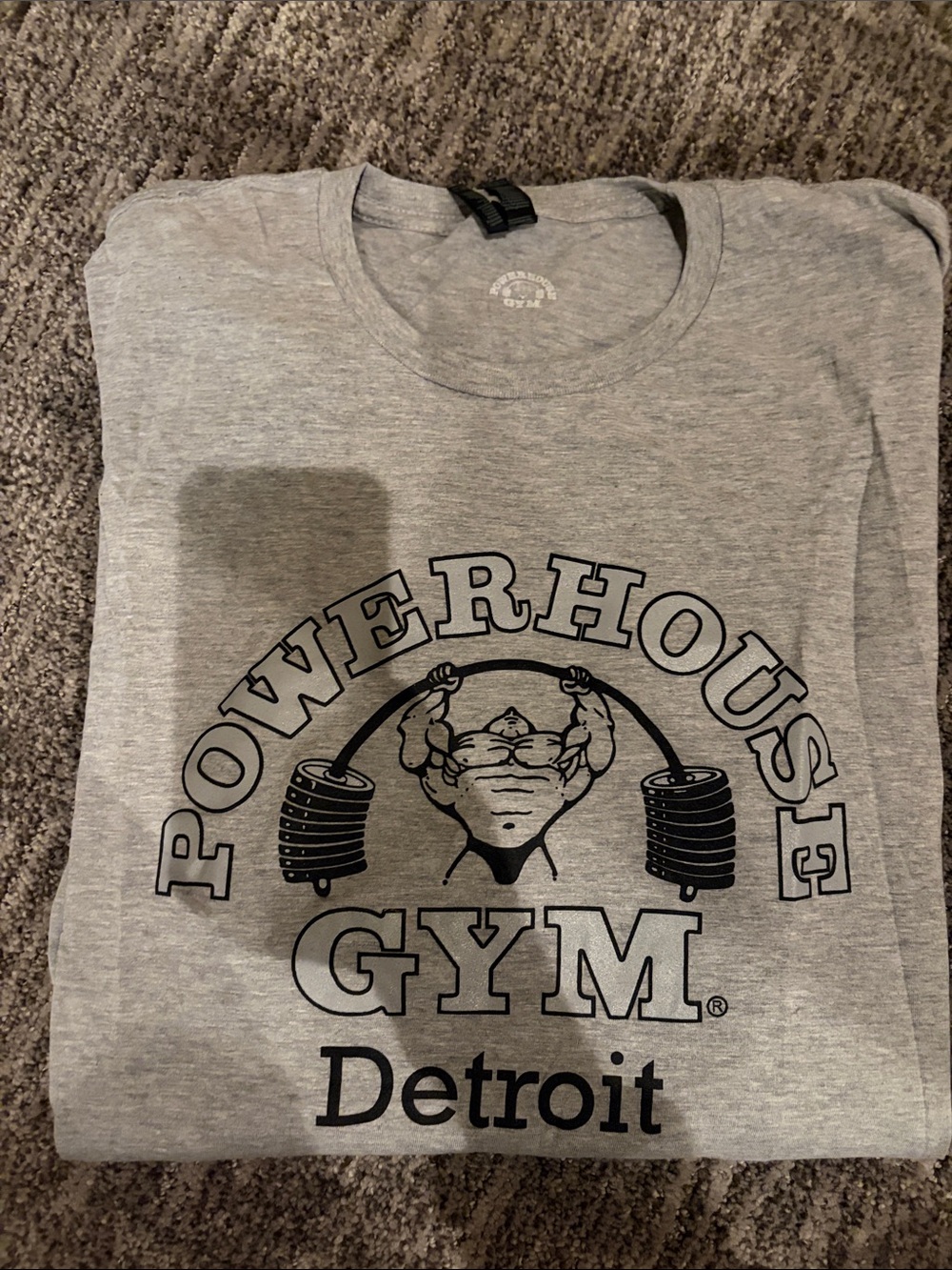 Grey Powerhouse Gym Detroit Graphic Tee - Black Print